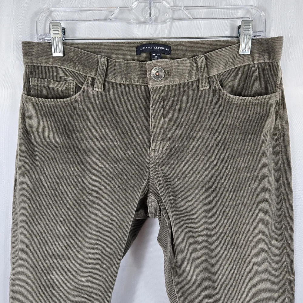 Banana Republic Olive Green Taupe Skinny Stretch Corduroy Pants Mens Size 28